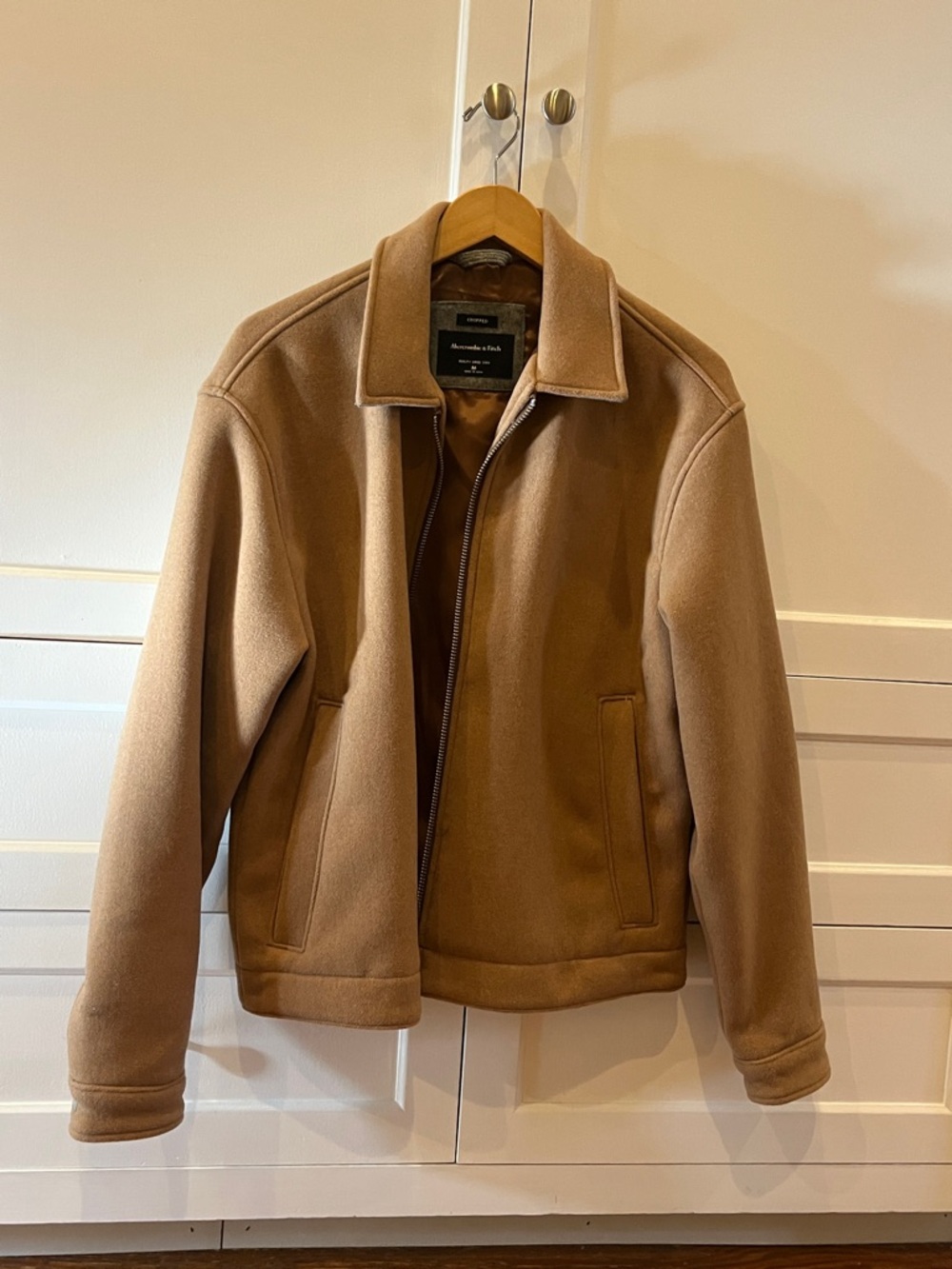 Abercrombie cropped camel jacket